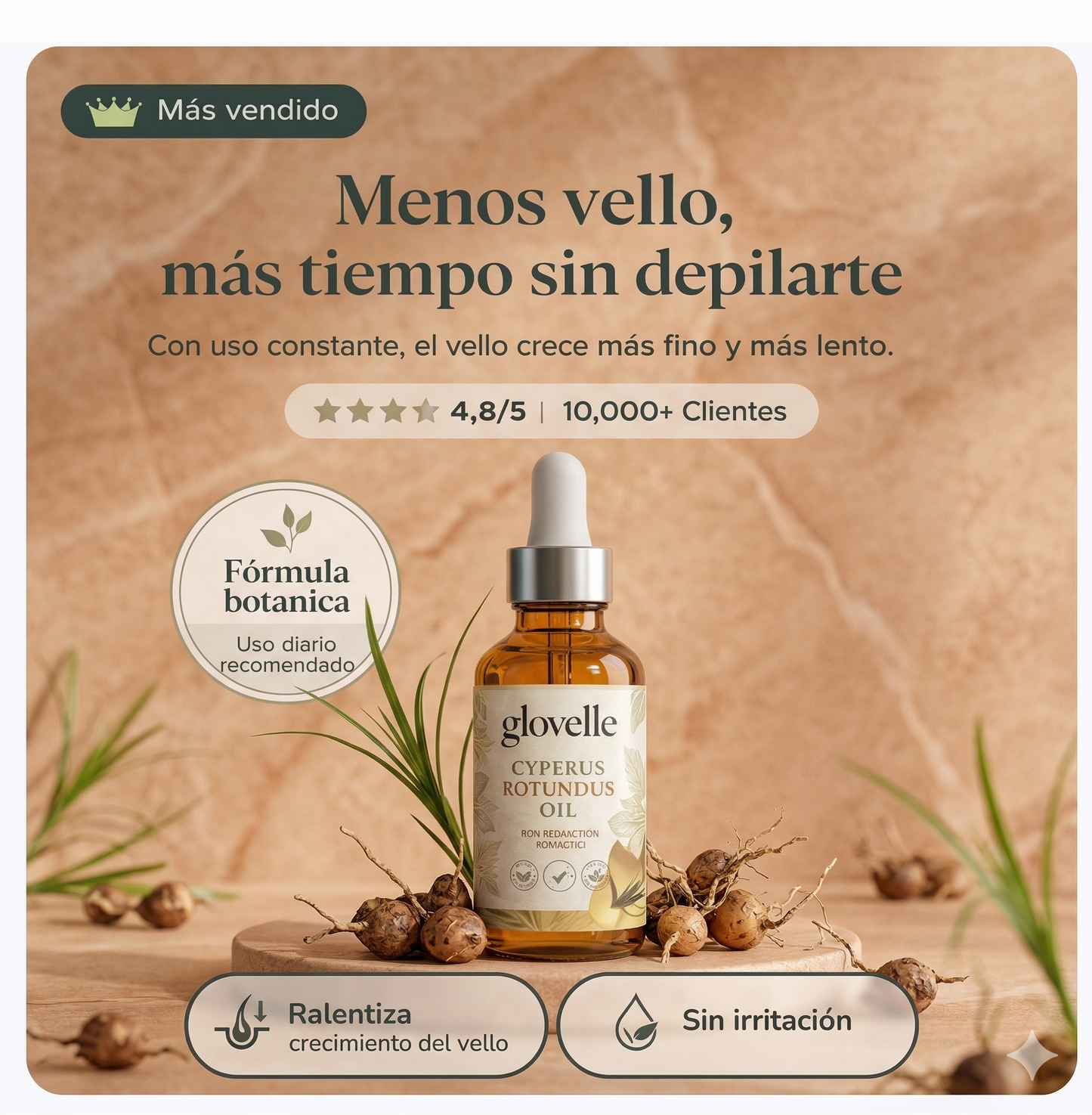 Aceite de cyperus rotundus - Reduce el crecimiento del vello desde la raíz